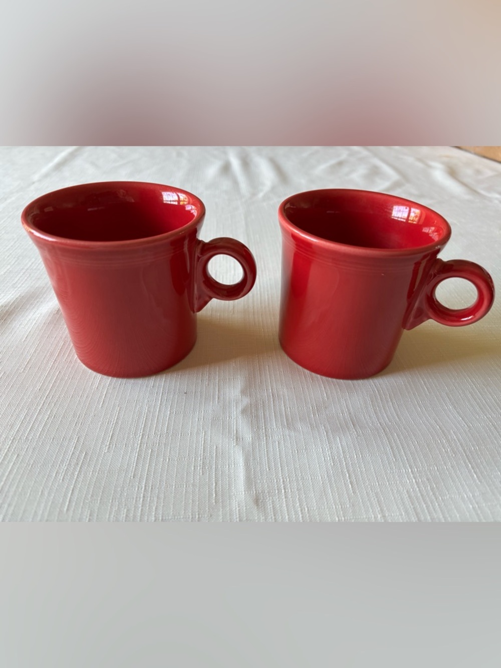 Pair of Fiesta “Scarlet” Red Stoneware Mugs - Like New Condition